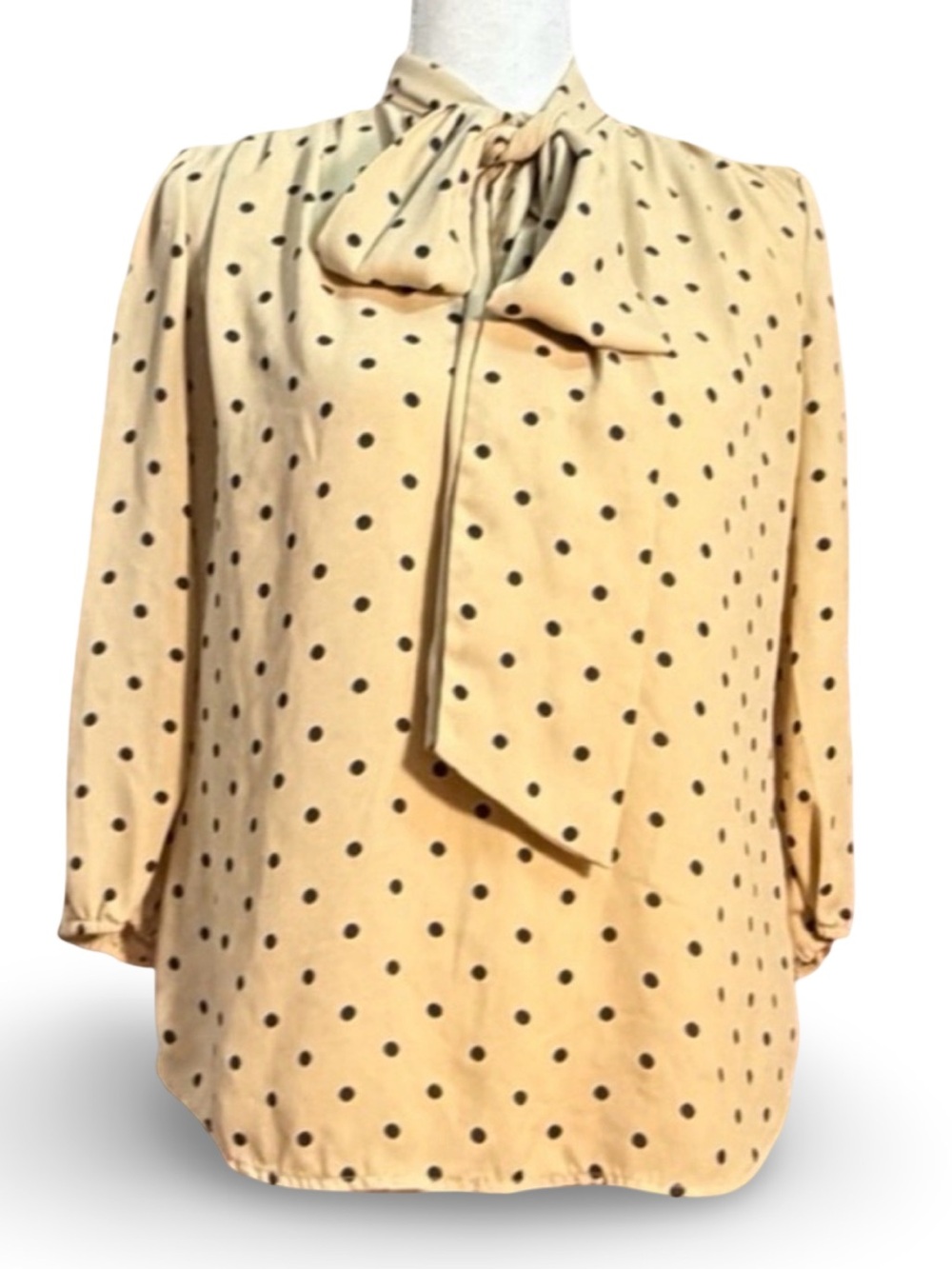 Vintage Vibe Blouse Lot Size XS/S | 7th Avenue Polka Dot & Inbm Cream/Black Trim - Picture 6 of 6